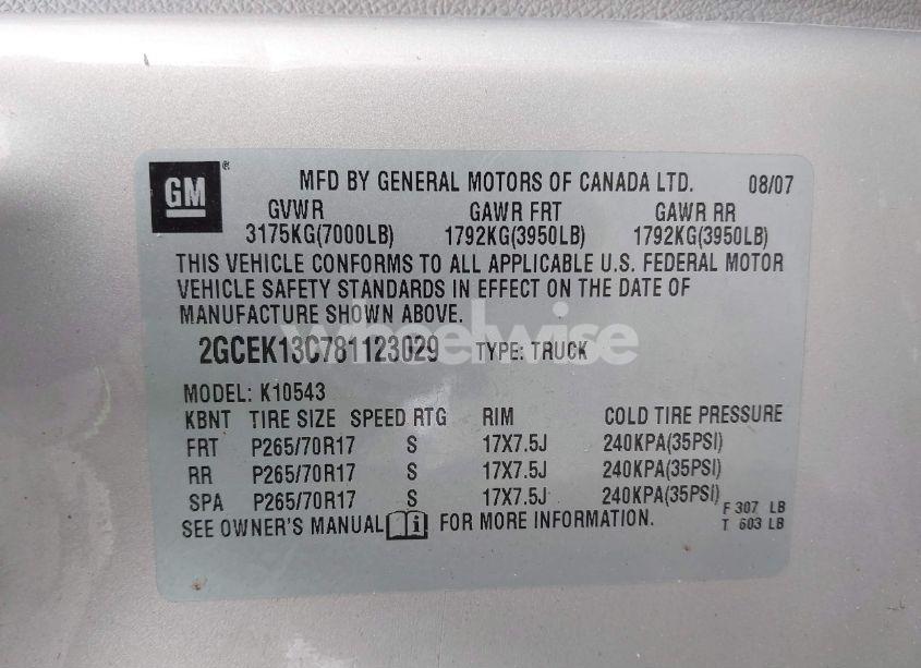 Photo 9 of 2008 Chevrolet Silverado 1500 WORK TRUCK (VIN 2GCEK13C781123029)