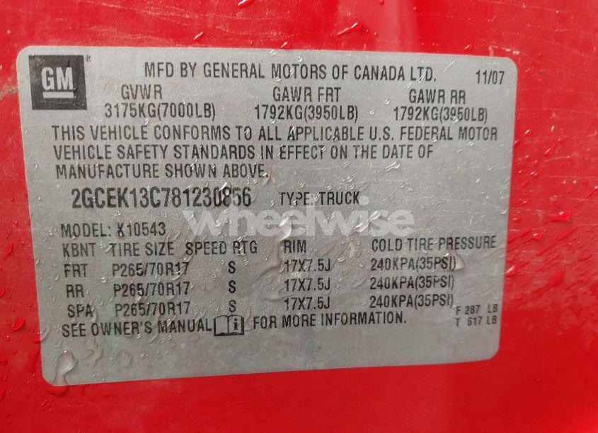 Photo 9 of 2008 Chevrolet Silverado 1500 LS (VIN 2GCEK13C781230856)