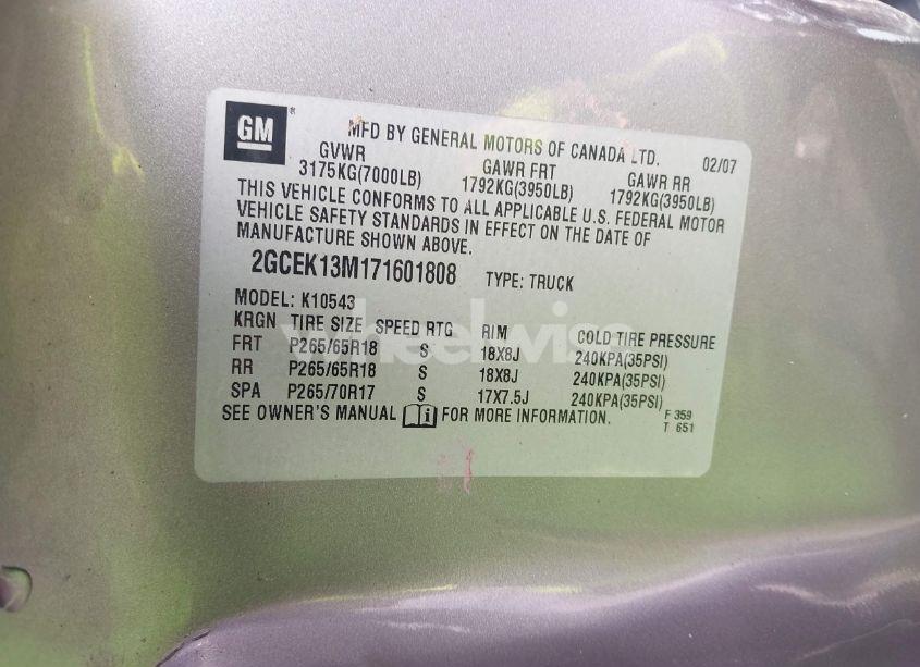 Photo 9 of 2007 Chevrolet Silverado 1500 LT1 (VIN 2GCEK13M171601808)