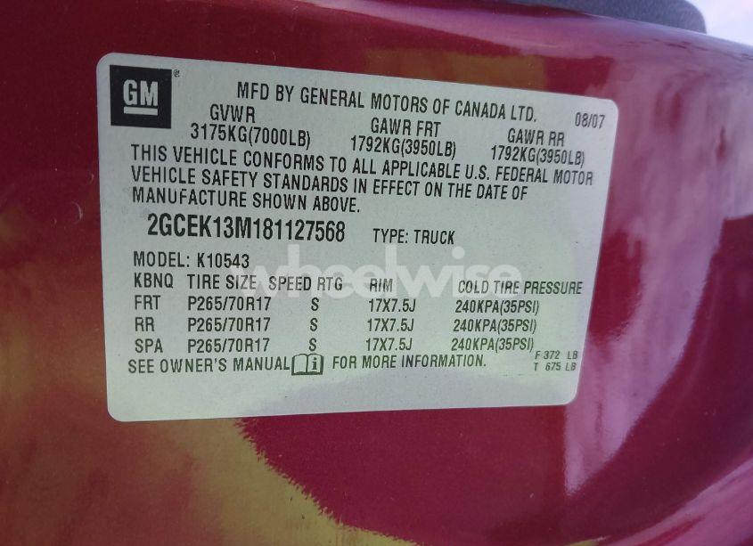 Photo 9 of 2008 Chevrolet Silverado 1500 LT1 (VIN 2GCEK13M181127568)