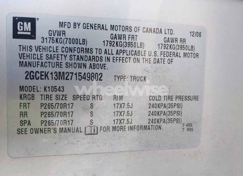 Photo 9 of 2007 Chevrolet Silverado 1500 LT2 (VIN 2GCEK13M271549802)