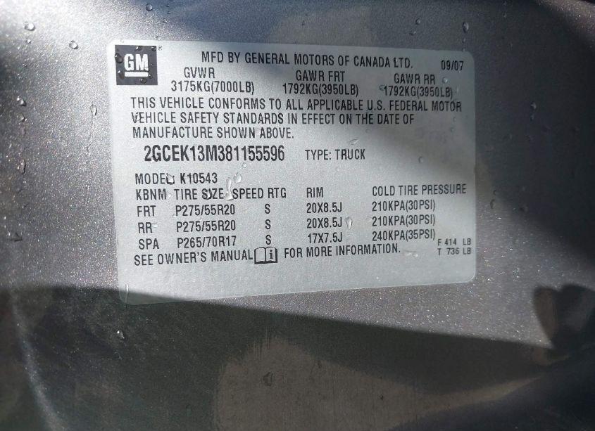 Photo 9 of 2008 Chevrolet Silverado 1500 LTZ (VIN 2GCEK13M381155596)