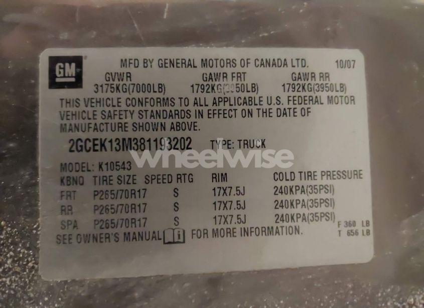 Photo 9 of 2008 Chevrolet Silverado 1500 LT1 (VIN 2GCEK13M381193202)