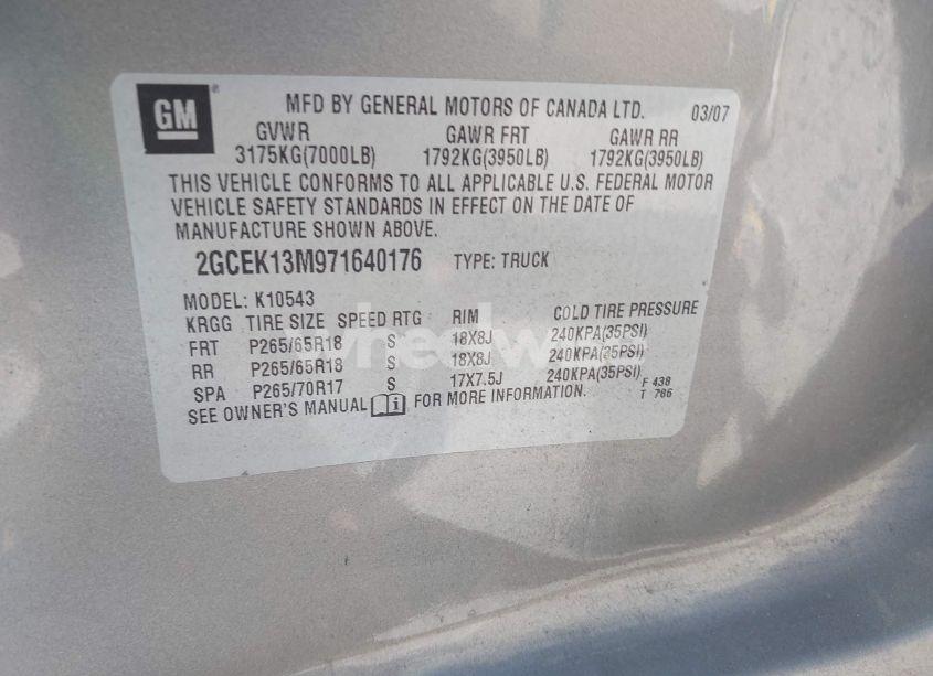 Photo 9 of 2007 Chevrolet Silverado 1500 LT2 (VIN 2GCEK13M971640176)