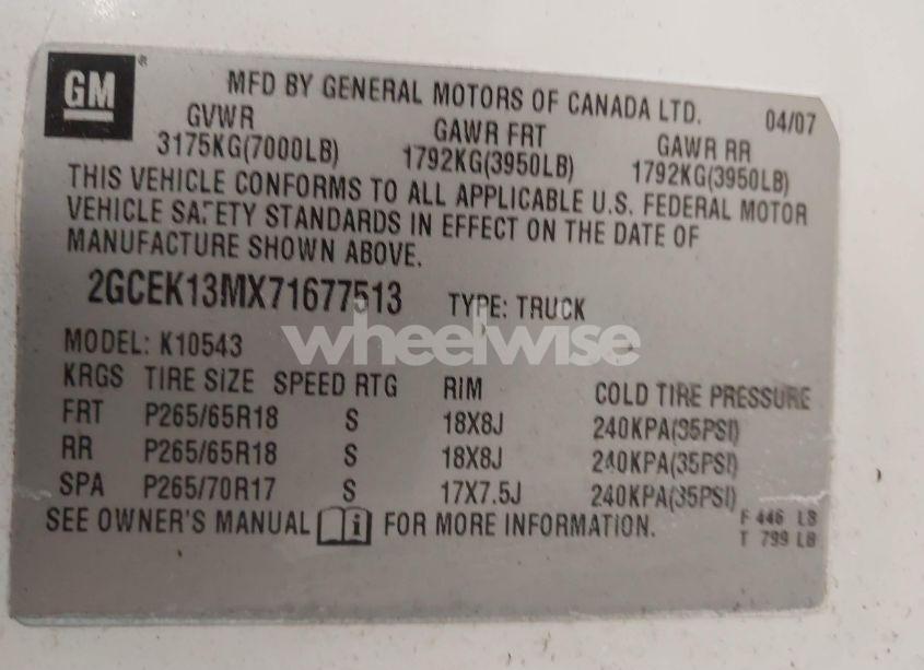 Photo 9 of 2007 Chevrolet Silverado 1500 LT2 (VIN 2GCEK13MX71677513)