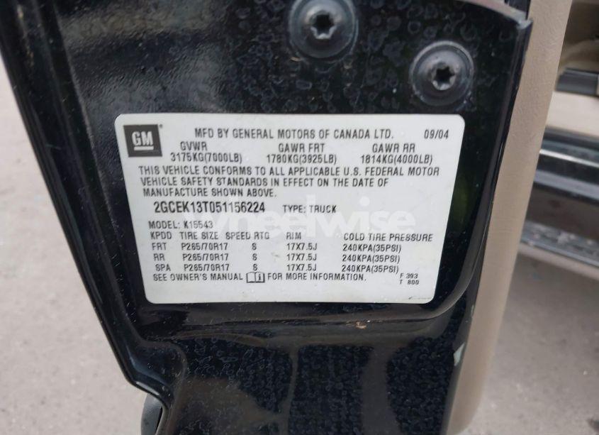 Photo 9 of 2005 Chevrolet Silverado 1500 Z71 (VIN 2GCEK13T051156224)