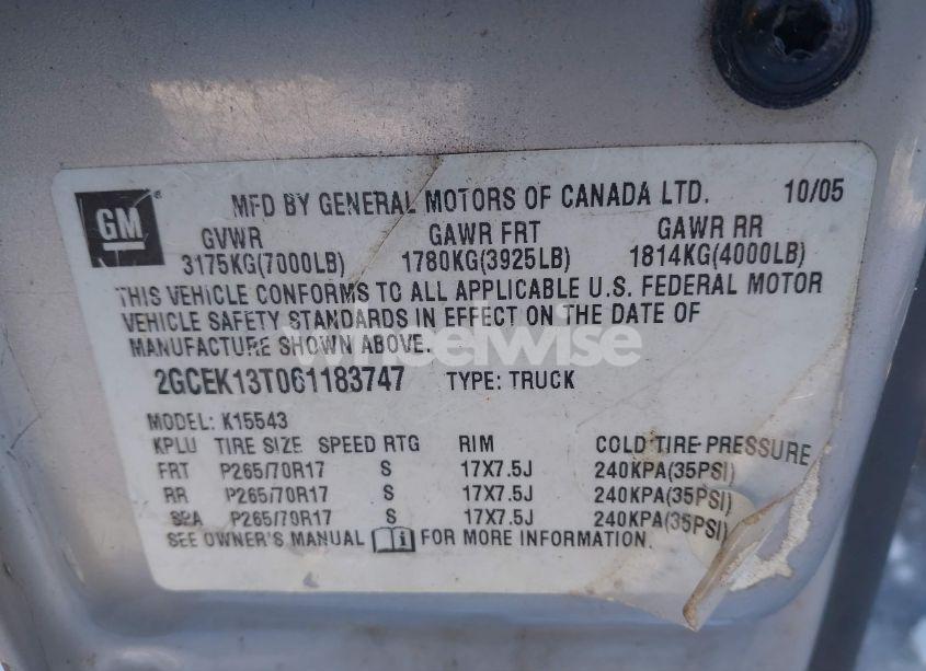 Photo 9 of 2006 Chevrolet Silverado 1500 LT1 (VIN 2GCEK13T061183747)