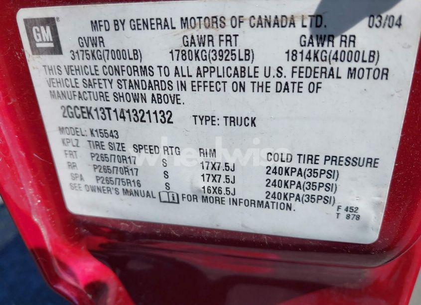 Photo 9 of 2004 Chevrolet Silverado 1500 LT (VIN 2GCEK13T141321132)