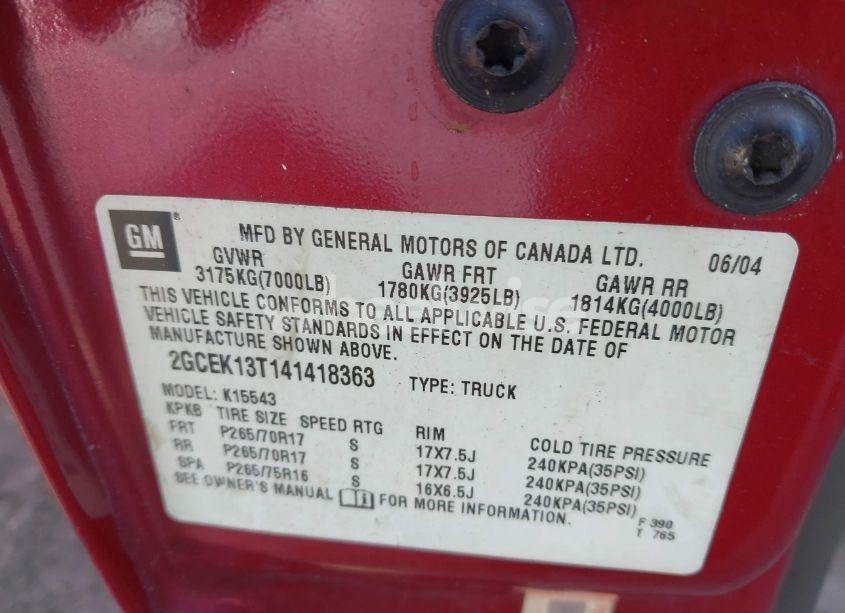 Photo 9 of 2004 Chevrolet Silverado 1500 Z71 (VIN 2GCEK13T141418363)