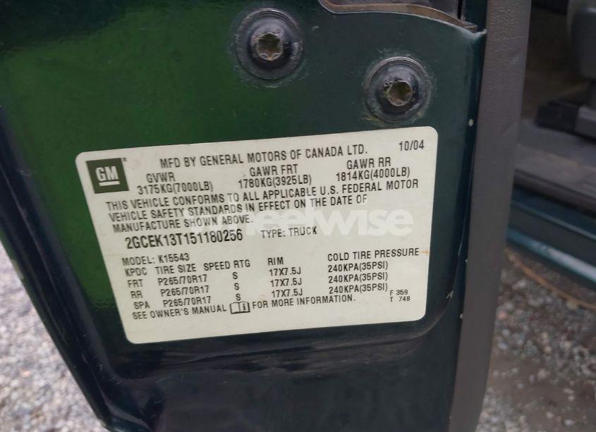 Photo 9 of 2005 Chevrolet Silverado 1500 Z71 (VIN 2GCEK13T151180256)