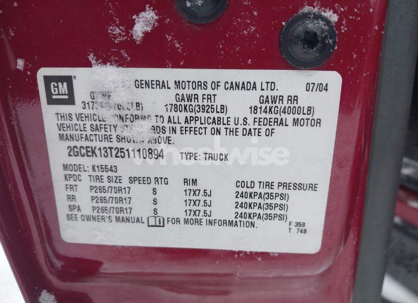 Photo 9 of 2005 Chevrolet Silverado 1500 Z71 (VIN 2GCEK13T251110894)