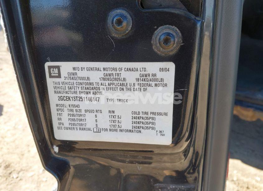 Photo 9 of 2005 Chevrolet Silverado 1500 Z71 (VIN 2GCEK13T251146147)