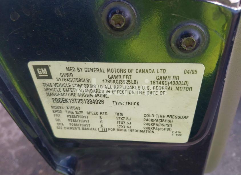 Photo 9 of 2005 Chevrolet Silverado 1500 Z71 (VIN 2GCEK13T251334926)