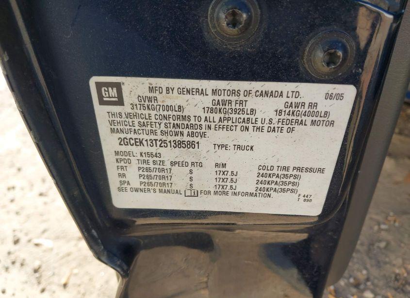 Photo 9 of 2005 Chevrolet Silverado 1500 Z71 (VIN 2GCEK13T251385861)