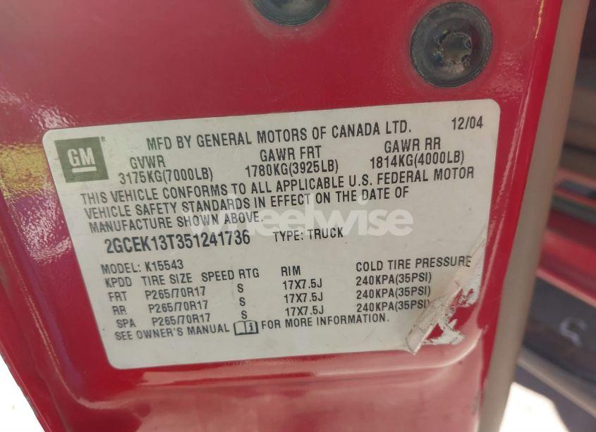 Photo 9 of 2005 Chevrolet Silverado 1500 Z71 (VIN 2GCEK13T351241736)