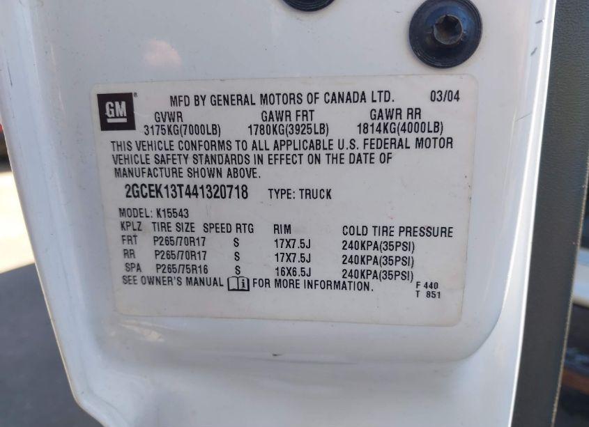 Photo 9 of 2004 Chevrolet Silverado 1500 Z71 (VIN 2GCEK13T441320718)