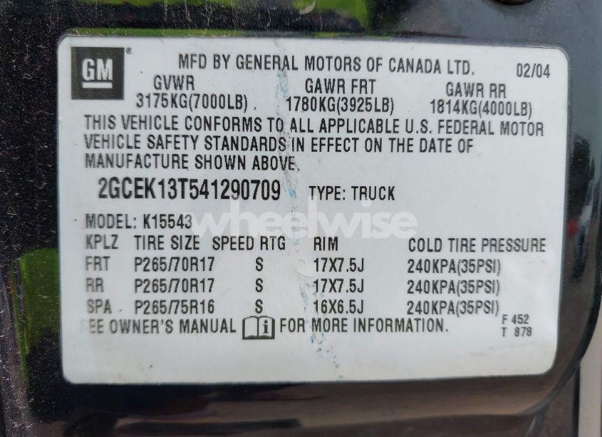 Photo 9 of 2004 Chevrolet Silverado 1500 LT (VIN 2GCEK13T541290709)