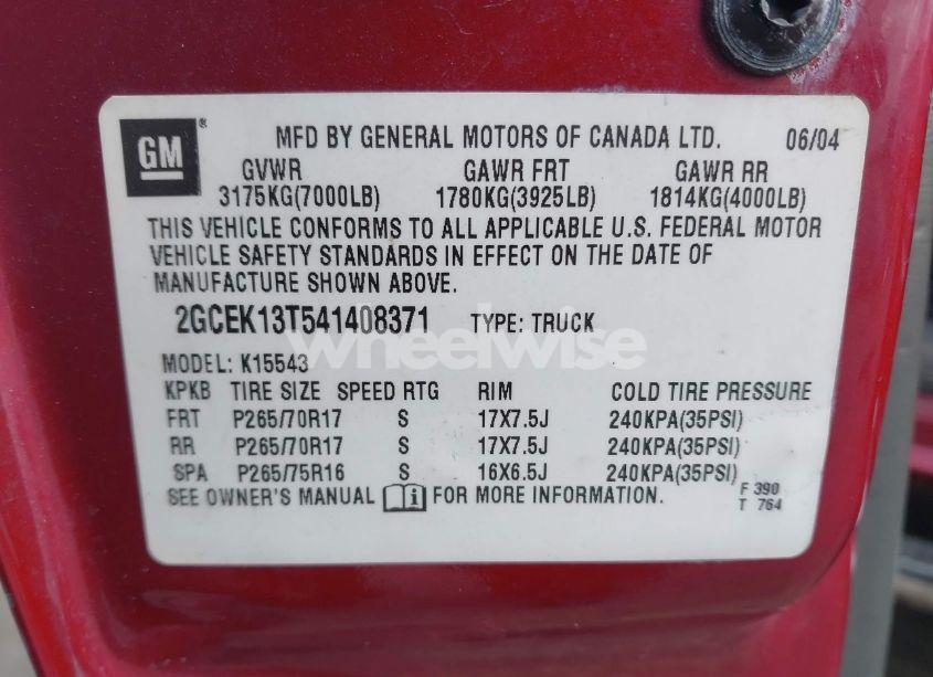 Photo 9 of 2004 Chevrolet Silverado 1500 Z71 (VIN 2GCEK13T541408371)