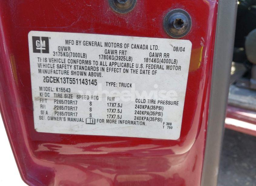 Photo 9 of 2005 Chevrolet Silverado 1500 LS (VIN 2GCEK13T551143145)