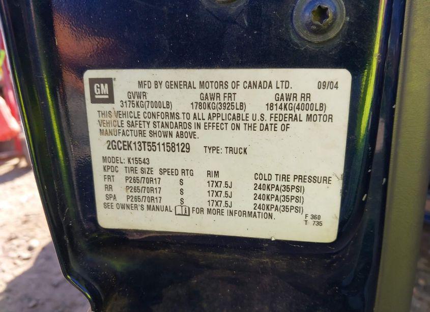 Photo 9 of 2005 Chevrolet Silverado 1500 LS (VIN 2GCEK13T551158129)