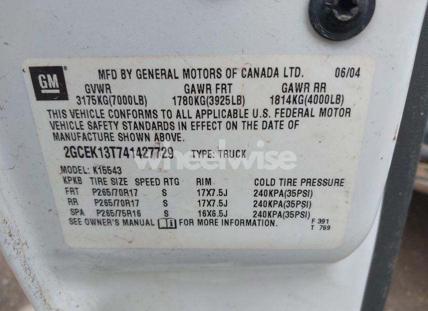 Photo 9 of 2004 Chevrolet Silverado 1500 LS (VIN 2GCEK13T741427729)