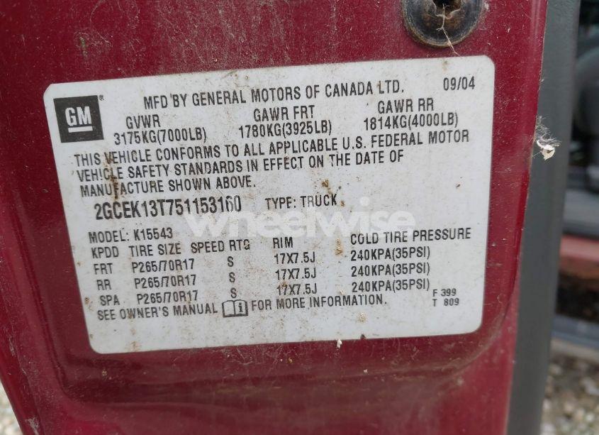 Photo 9 of 2005 Chevrolet Silverado 1500 LS (VIN 2GCEK13T751153160)
