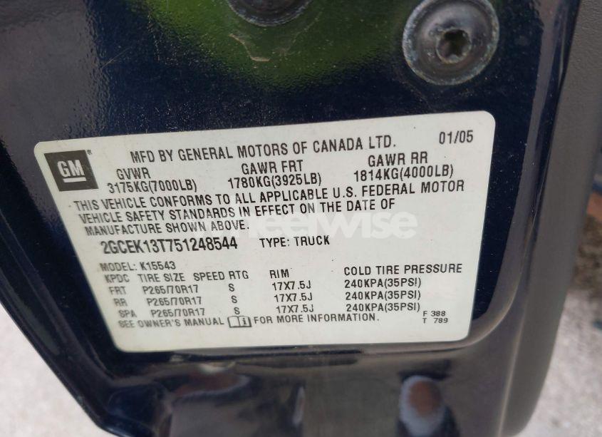 Photo 9 of 2005 Chevrolet Silverado 1500 LS (VIN 2GCEK13T751248544)