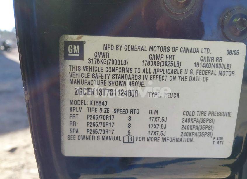 Photo 9 of 2006 Chevrolet Silverado 1500 LT3 (VIN 2GCEK13T761124808)