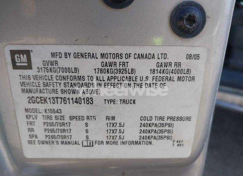 Photo 9 of 2006 Chevrolet Silverado 1500 LT2 (VIN 2GCEK13T761140183)