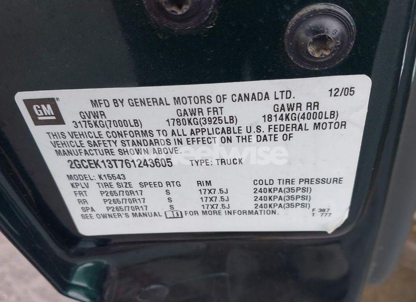 Photo 9 of 2006 Chevrolet Silverado 1500 LT3 (VIN 2GCEK13T761243605)