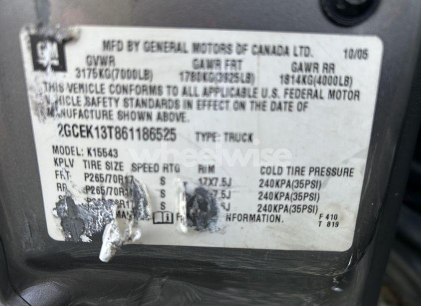 Photo 9 of 2006 Chevrolet Silverado 1500 LT3 (VIN 2GCEK13T861186525)