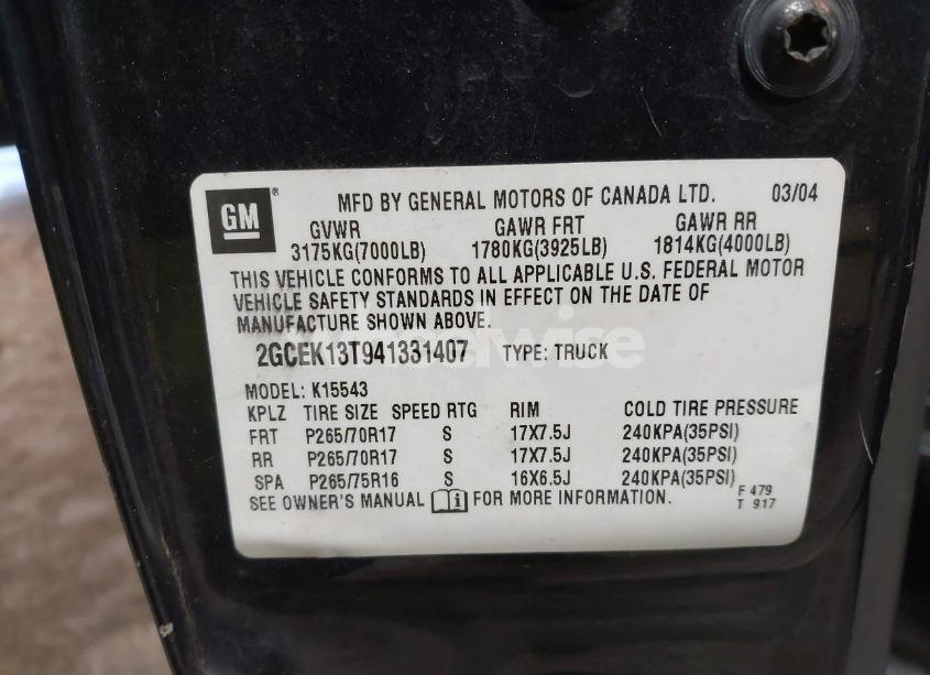 Photo 9 of 2004 Chevrolet Silverado 1500 LS (VIN 2GCEK13T941331407)