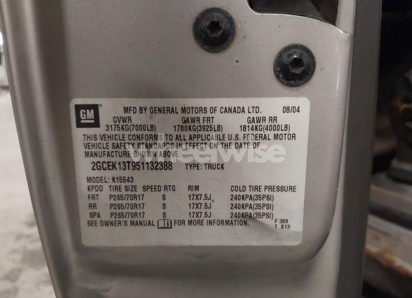 Photo 9 of 2005 Chevrolet Silverado 1500 Z71 (VIN 2GCEK13T951132388)