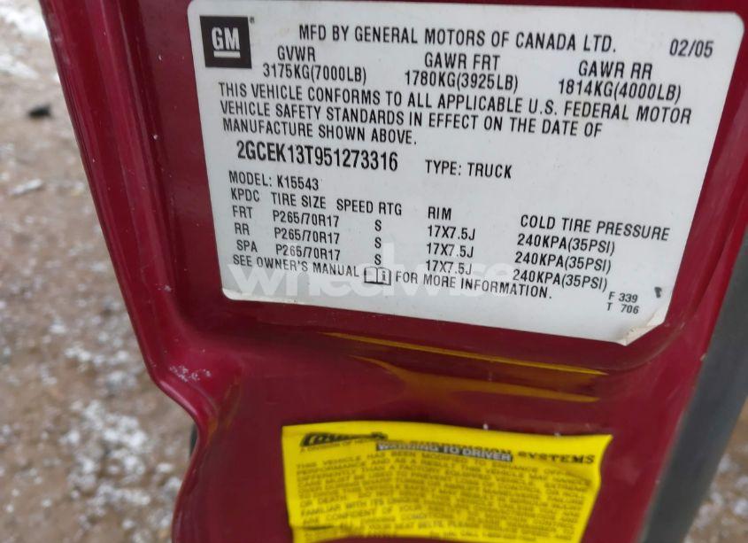 Photo 9 of 2005 Chevrolet Silverado 1500 Z71 (VIN 2GCEK13T951273316)