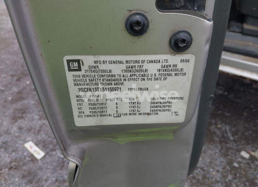 Photo 9 of 2005 Chevrolet Silverado 1500 Z71 (VIN 2GCEK13TX51155971)