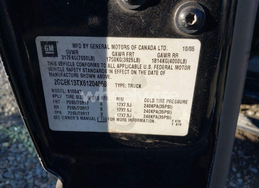 Photo 9 of 2006 Chevrolet Silverado 1500 LT3 (VIN 2GCEK13TX61204068)