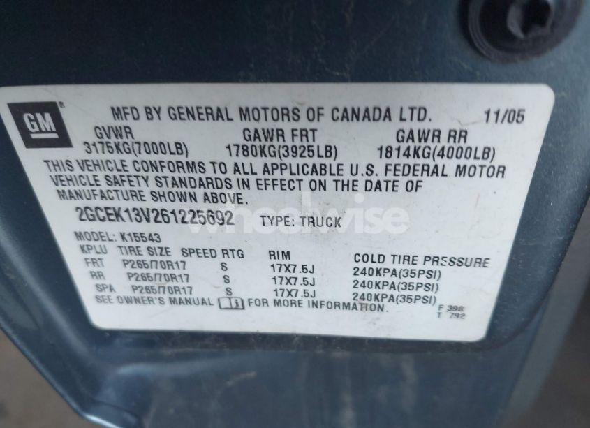 Photo 9 of 2006 Chevrolet Silverado 1500 LS (VIN 2GCEK13V261225692)