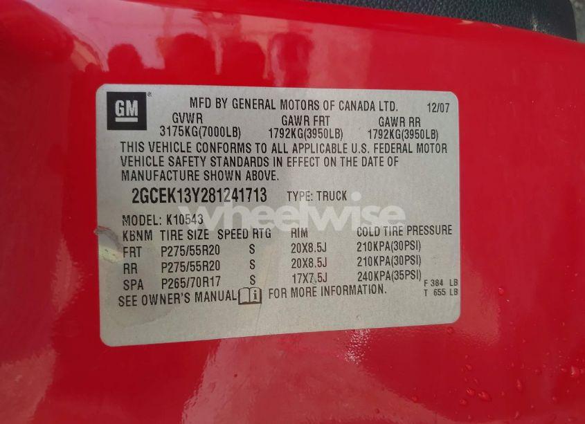 Photo 9 of 2008 Chevrolet Silverado 1500 LTZ (VIN 2GCEK13Y281241713)