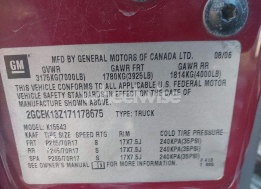 Photo 9 of 2007 Chevrolet Silverado 1500 CLASSIC LT3 (VIN 2GCEK13Z171178675)