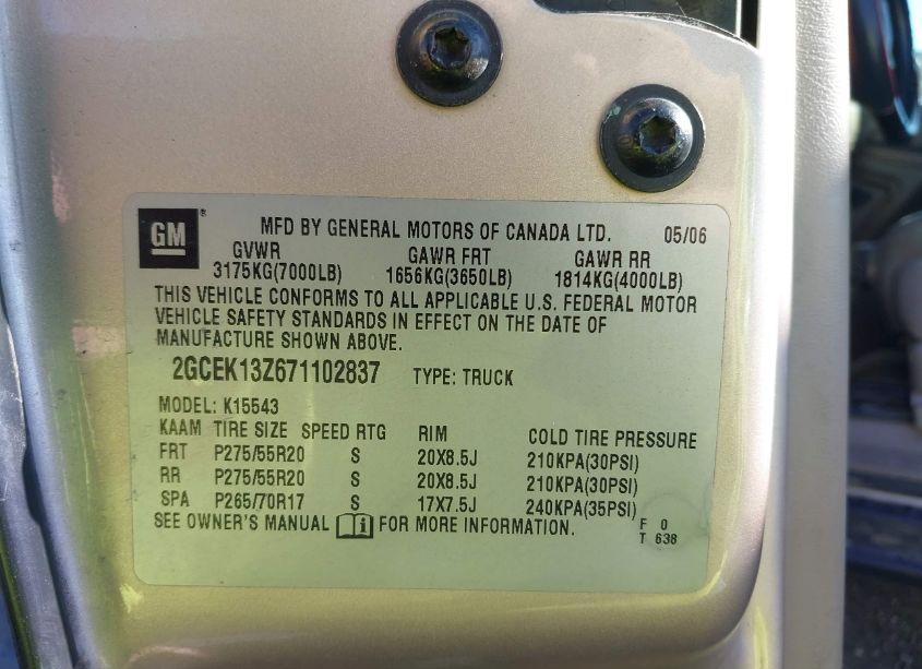 Photo 9 of 2007 Chevrolet Silverado 1500 CLASSIC LT1 (VIN 2GCEK13Z671102837)