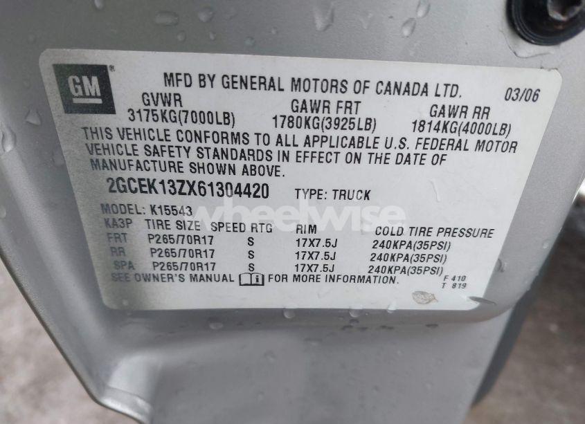 Photo 9 of 2006 Chevrolet Silverado 1500 LT3 (VIN 2GCEK13ZX61304420)