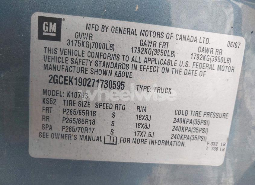 Photo 9 of 2007 Chevrolet Silverado 1500 LT2 (VIN 2GCEK190271730595)