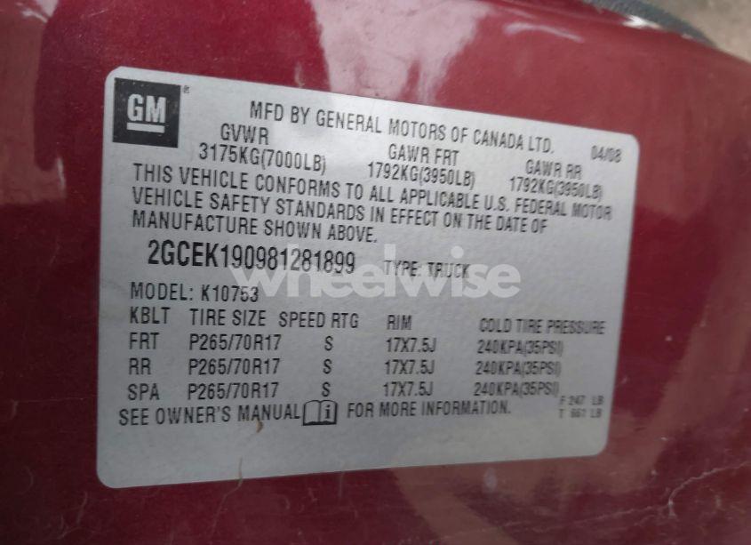 Photo 9 of 2008 Chevrolet Silverado 1500 LT1 (VIN 2GCEK190981281899)