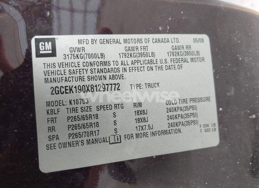 Photo 9 of 2008 Chevrolet Silverado 1500 LT1 (VIN 2GCEK190X81297772)