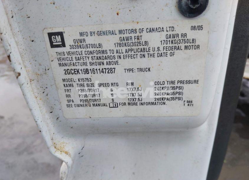 Photo 9 of 2006 Chevrolet Silverado 1500 LT2 (VIN 2GCEK19B161147287)