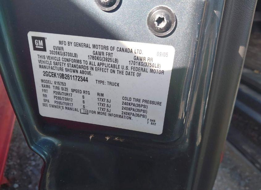 Photo 9 of 2006 Chevrolet Silverado 1500 LT2 (VIN 2GCEK19B261172344)