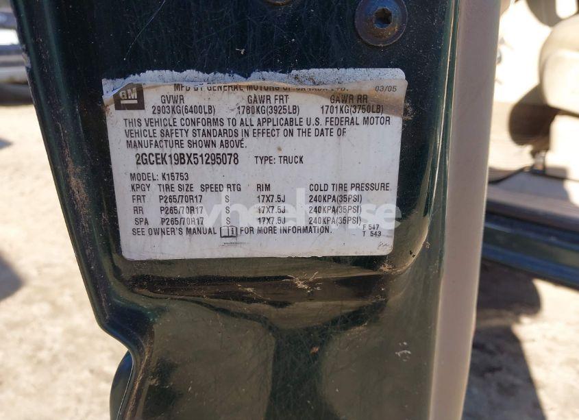 Photo 9 of 2005 Chevrolet Silverado 1500 Z71 (VIN 2GCEK19BX51295078)