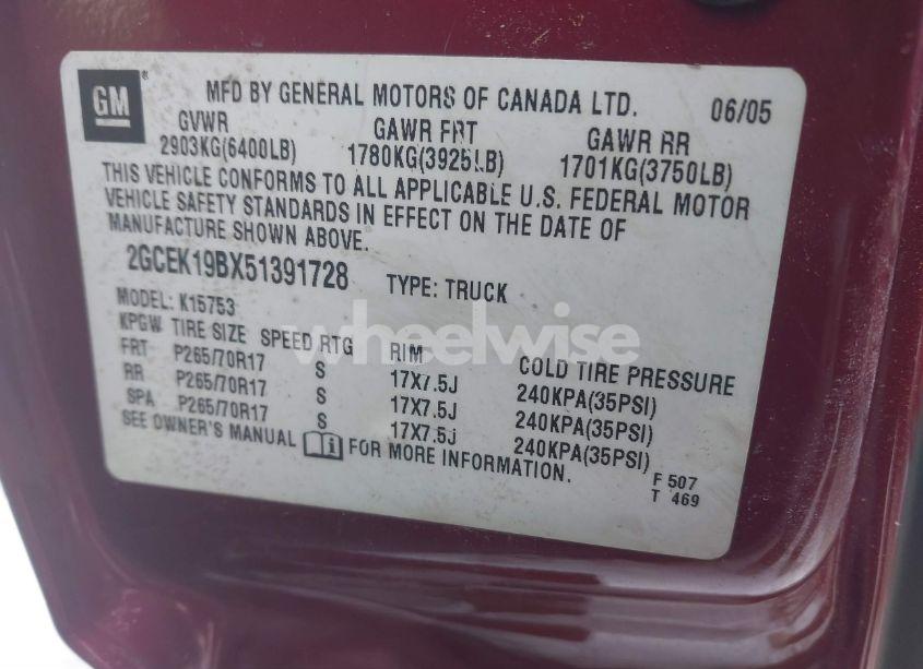 Photo 9 of 2005 Chevrolet Silverado 1500 Z71 (VIN 2GCEK19BX51391728)