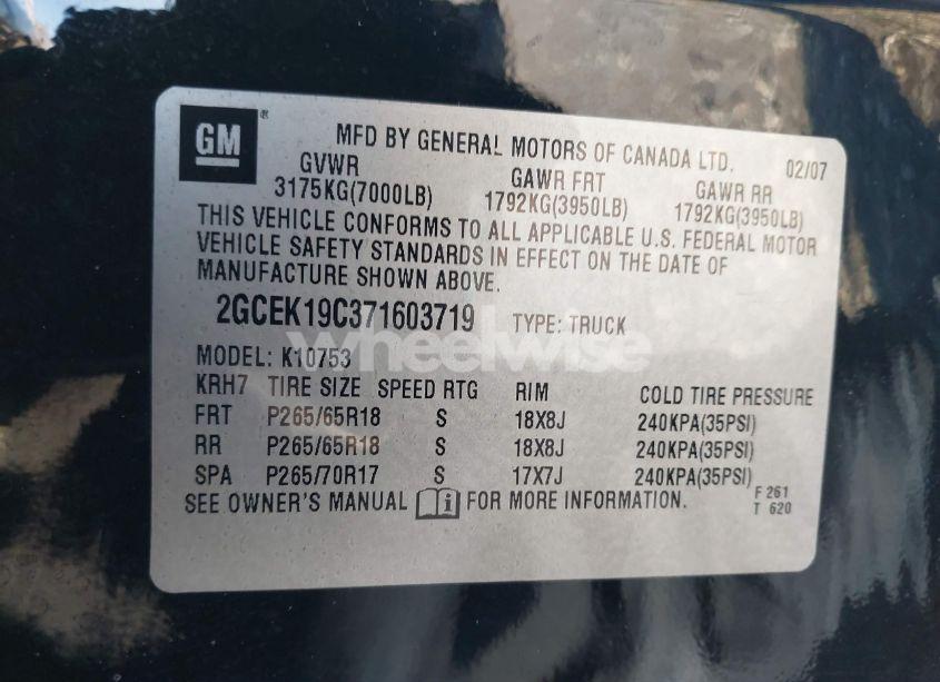 Photo 9 of 2007 Chevrolet Silverado 1500 LT1 (VIN 2GCEK19C371603719)