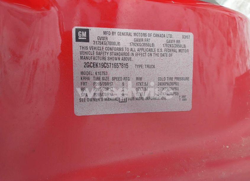 Photo 9 of 2007 Chevrolet Silverado 1500 WORK TRUCK (VIN 2GCEK19C571657815)